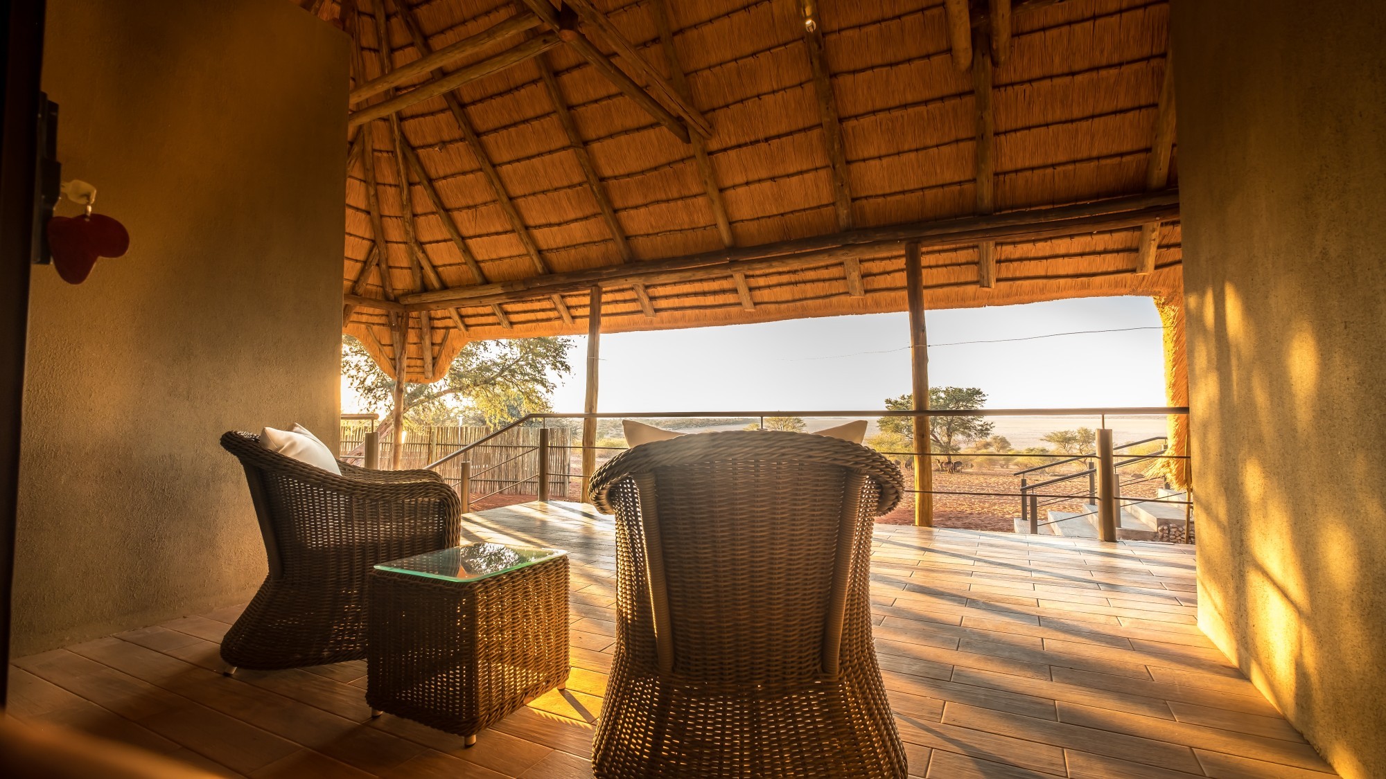 Bagatelle Lodge - Kalahari Game Ranch - Namibia - Farmhouse bedroom terrace2