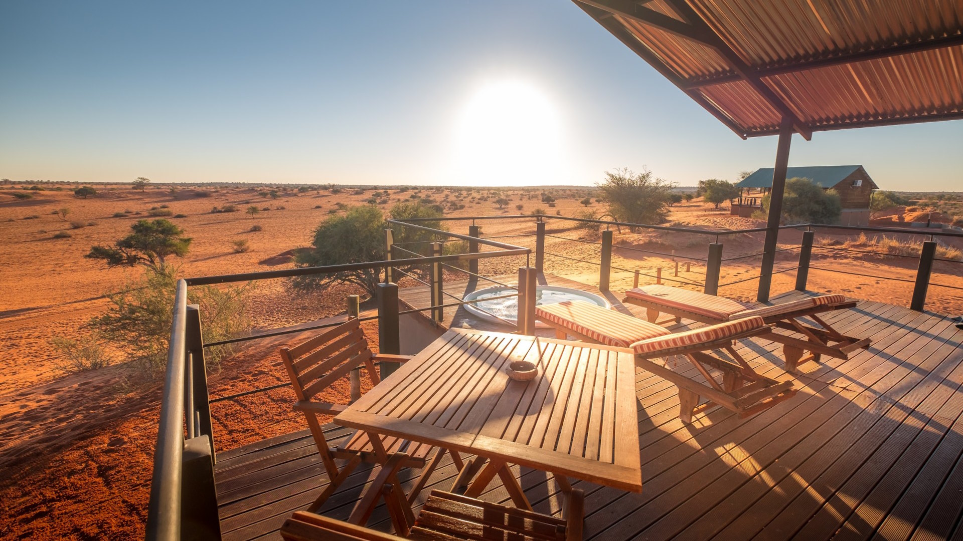 Bagatelle Lodge - Kalahari Game Ranch - Namibia - Guest room terrace with pool